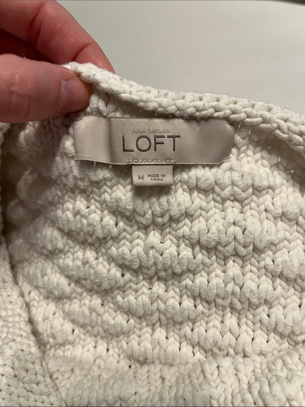 LOFT white cropped short sleeve sweater top size medium - Picture 2 of 5